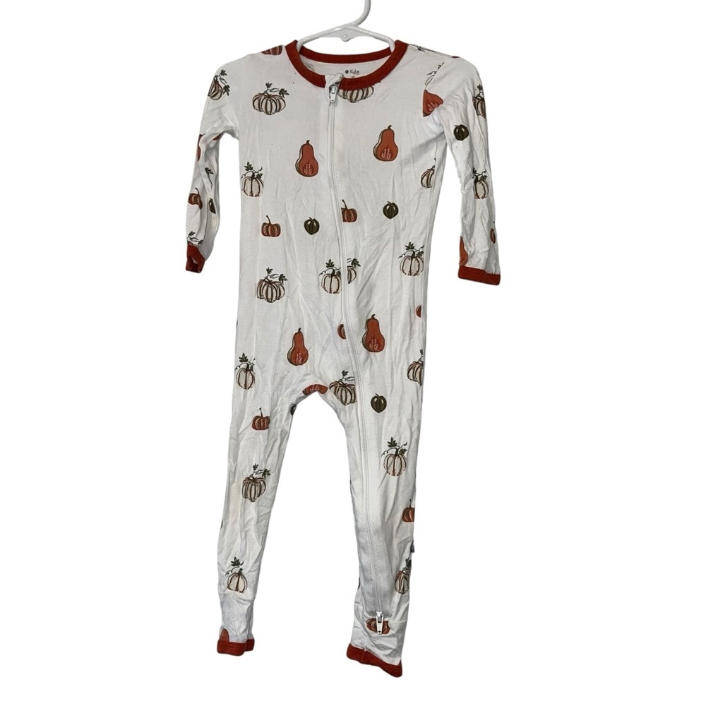 Kyte baby bamboo Pumpkin Print One Piece Pajama dual zip sz 2T